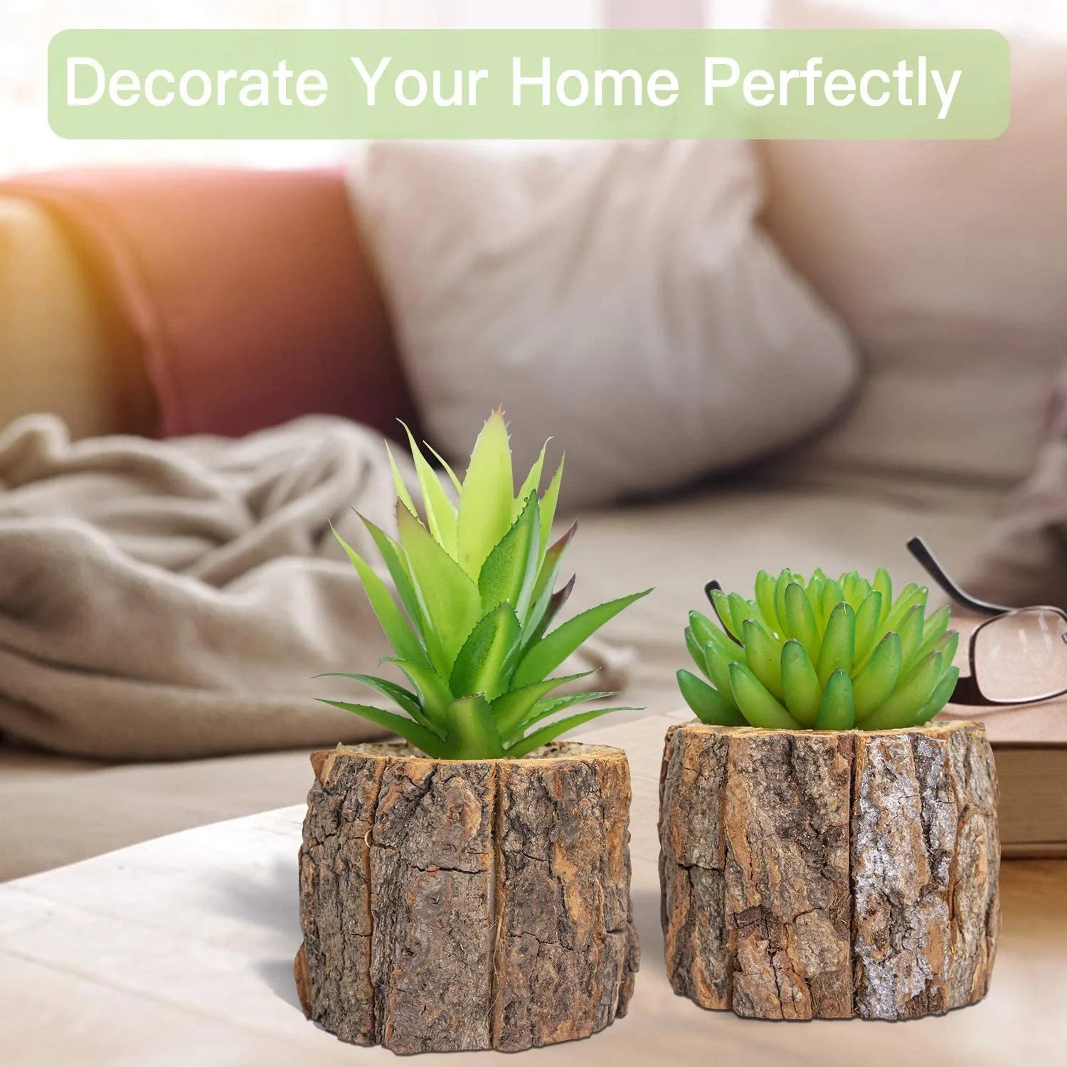 2-Pack Faux Cactus Plants in Pots – Artificial Succulents for Home & Office Décor