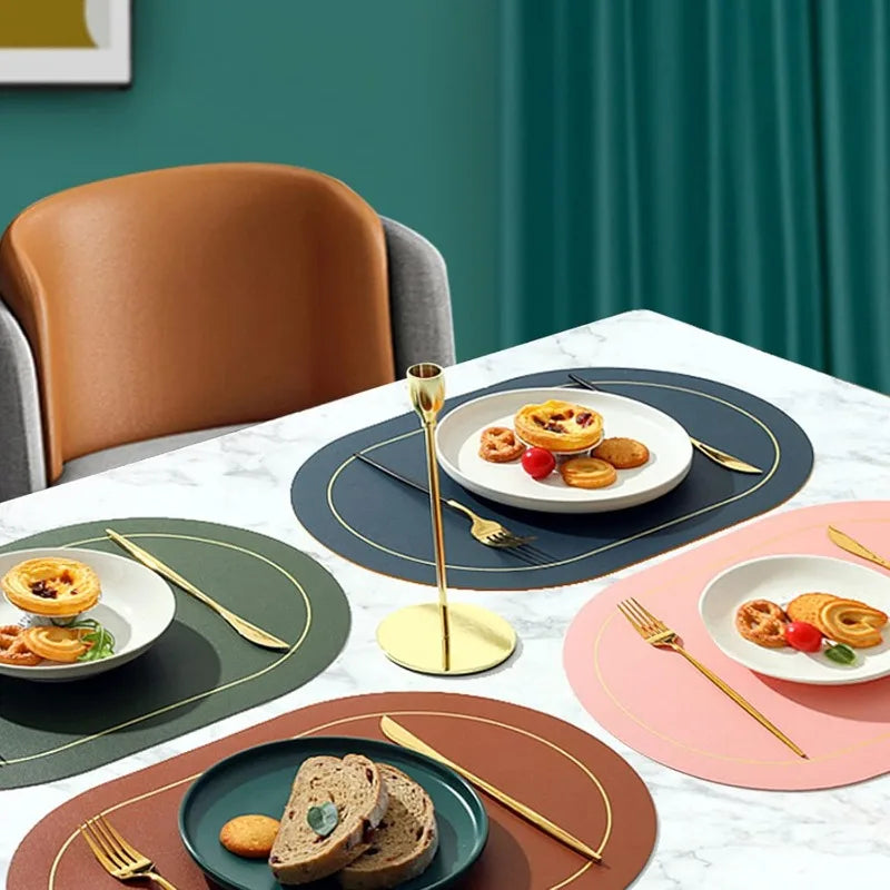 Leather Table Placemats – Heat Resistant, Waterproof, Non-Slip (1/4/6pcs)