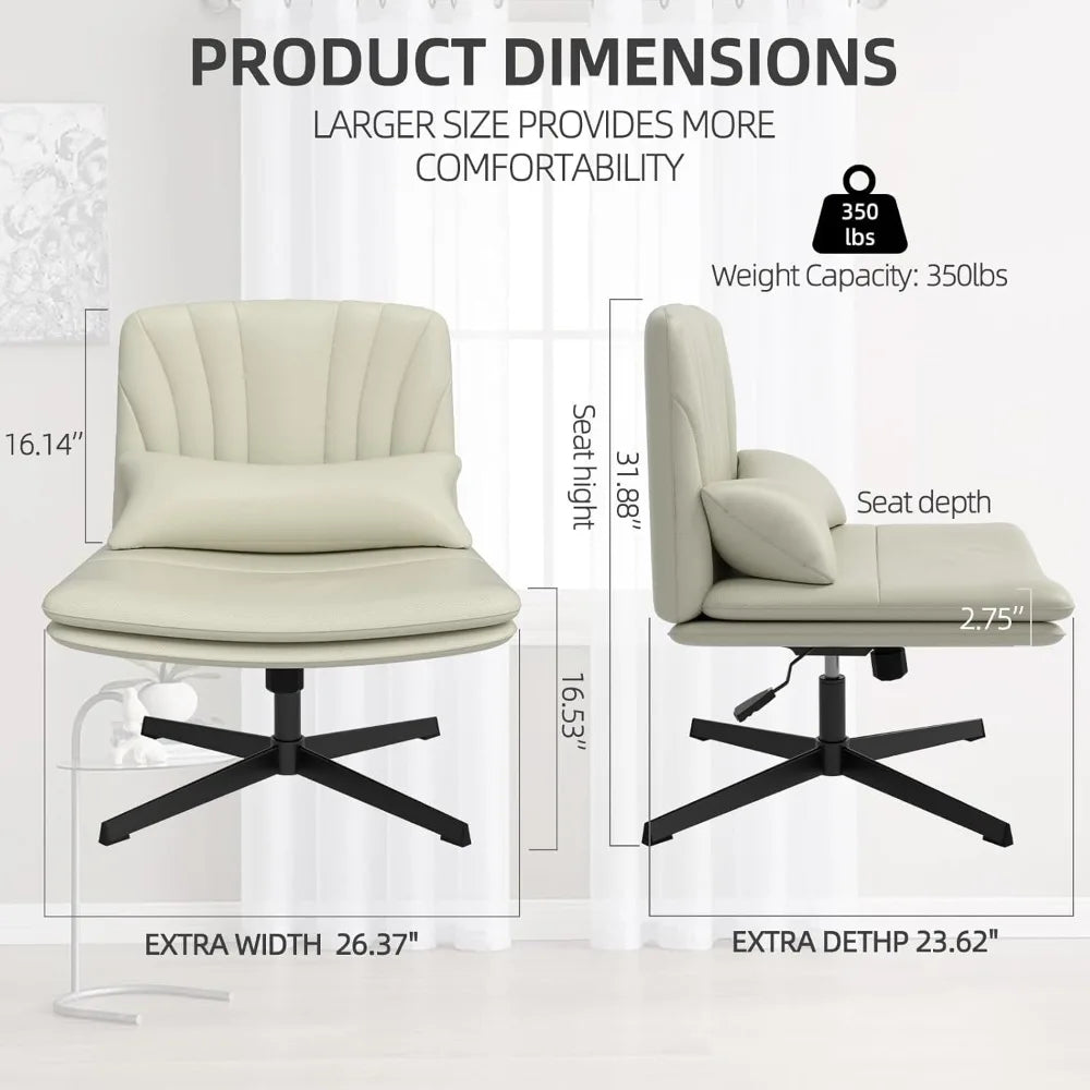 Criss Cross Armless Swivel Vanity & Desk Chair – Adjustable with Lumbar Support