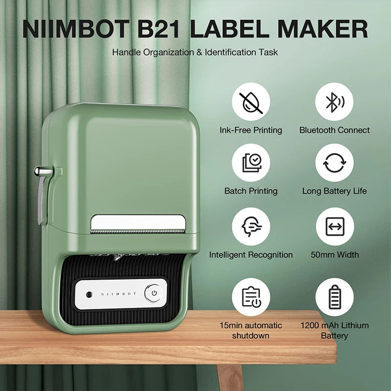 Niimbot B21 Mini Portable Thermal Label Printer – Wireless Sticker Maker