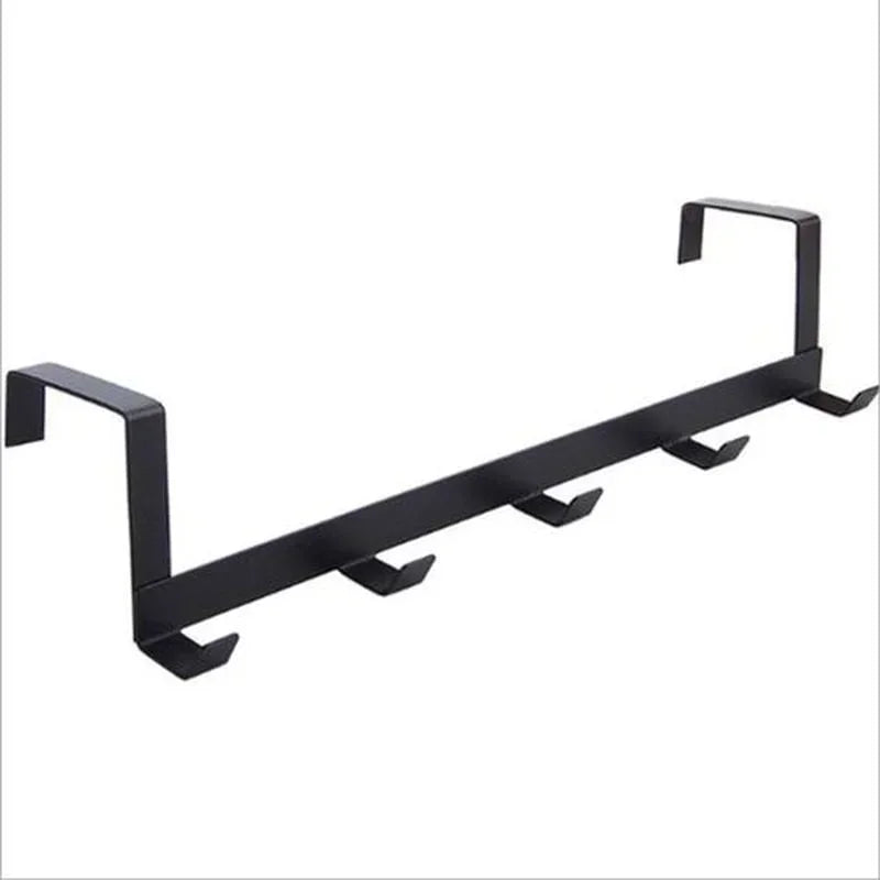 Punch-Free Over-the-Door Wrought Iron Hook Rack – 5-Row Heavy-Duty Storage Organizer