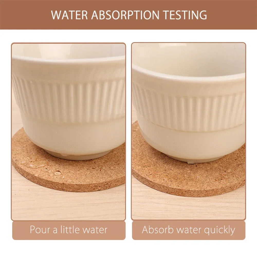 Natural Cork Coasters – Round Non-Slip Cup Mats (30/1 PCS)