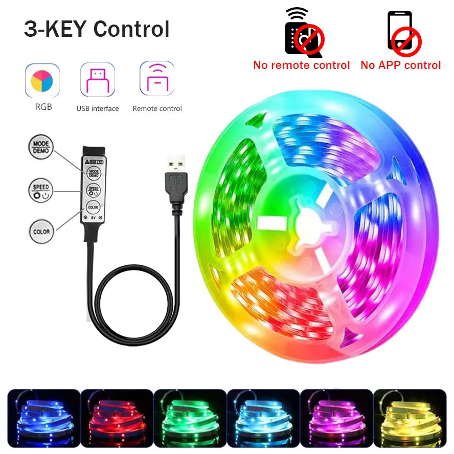 RGB LED Strip Lights – 5m/10m/20m/30m Flexible Tape with APP Control for Bedroom & Home Décor