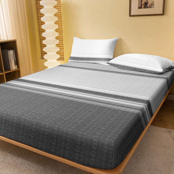 1pc Simple Modern Geometric Print Matte Fitted Sheet – Bedroom Bed Cover (No Pillowcases)