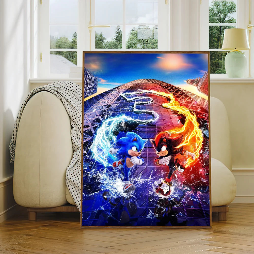 Sonic the Hedgehog 3 Poster – Self-Adhesive Cartoon Wall Sticker