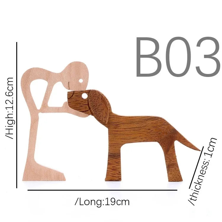 Wooden Puppy Figurine – Handmade Dog Craft Decoration & Gift