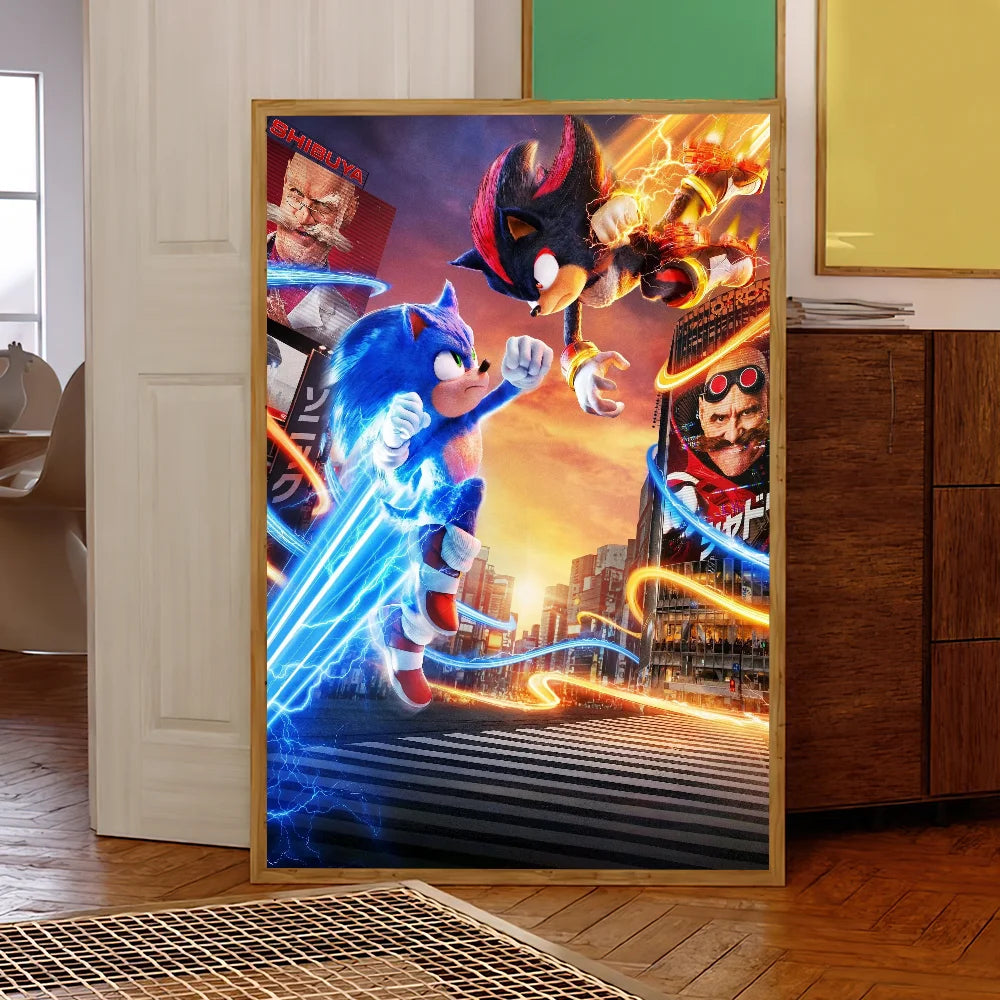 Sonic the Hedgehog 3 Poster – Self-Adhesive Cartoon Wall Sticker