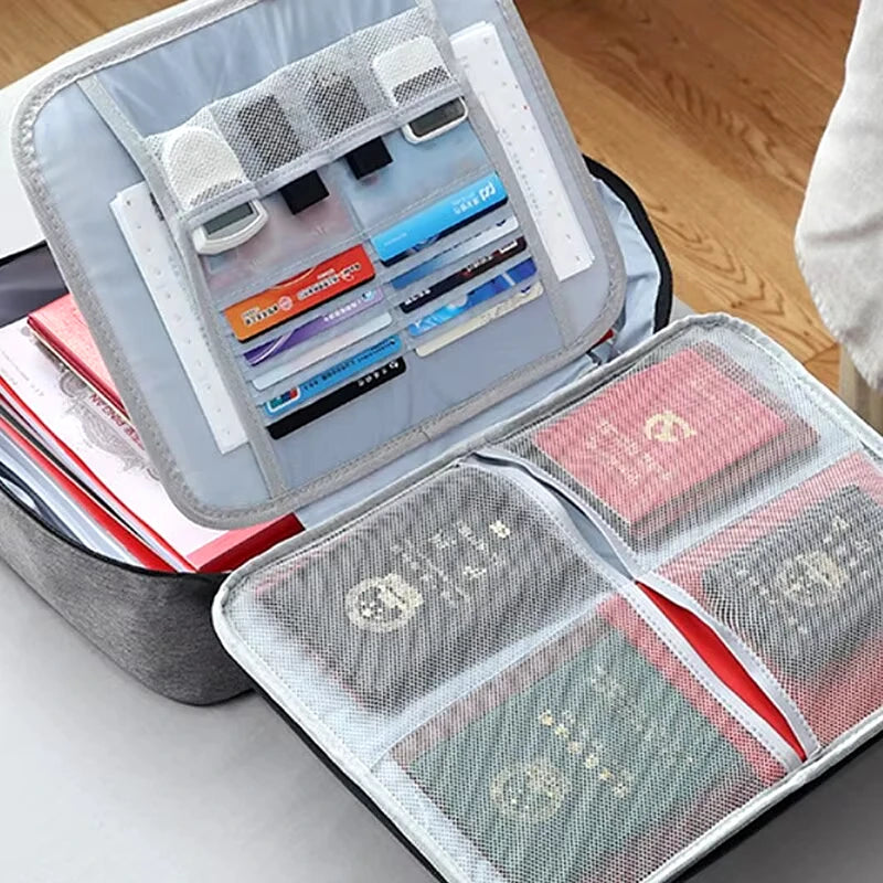 3-Layer Document Organizer Bag – Passport, File & Safe Storage Case for Home/Travel