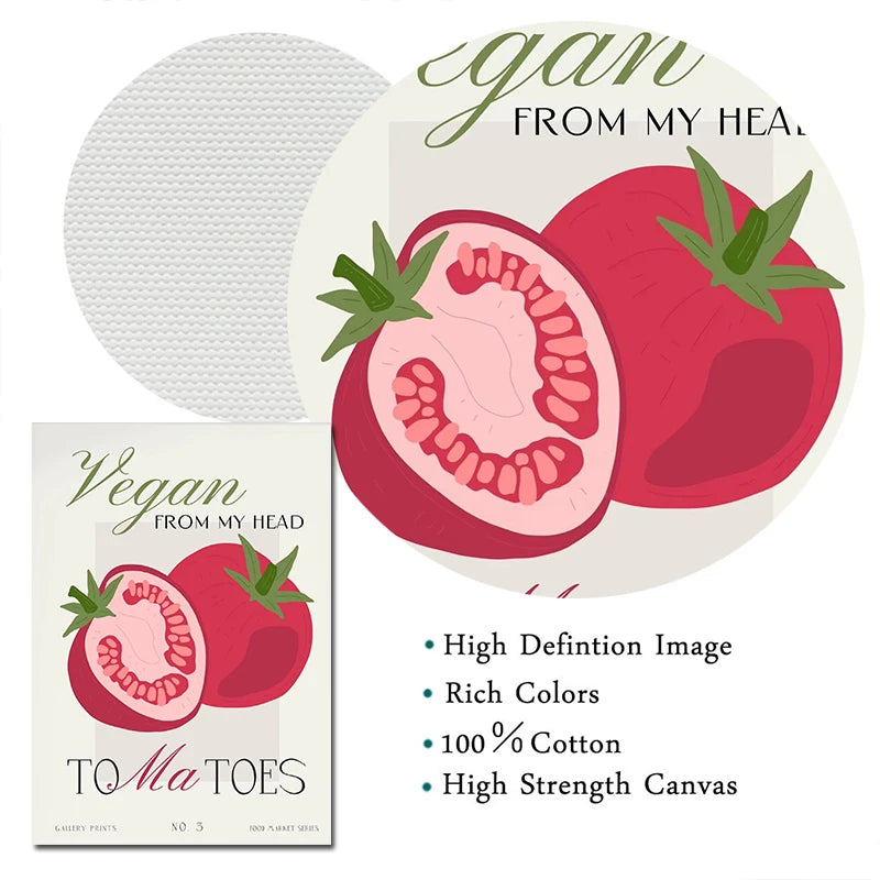 Eat More Fruits & Veggies Kitchen Wall Art – Canvas Poster (Frameless)