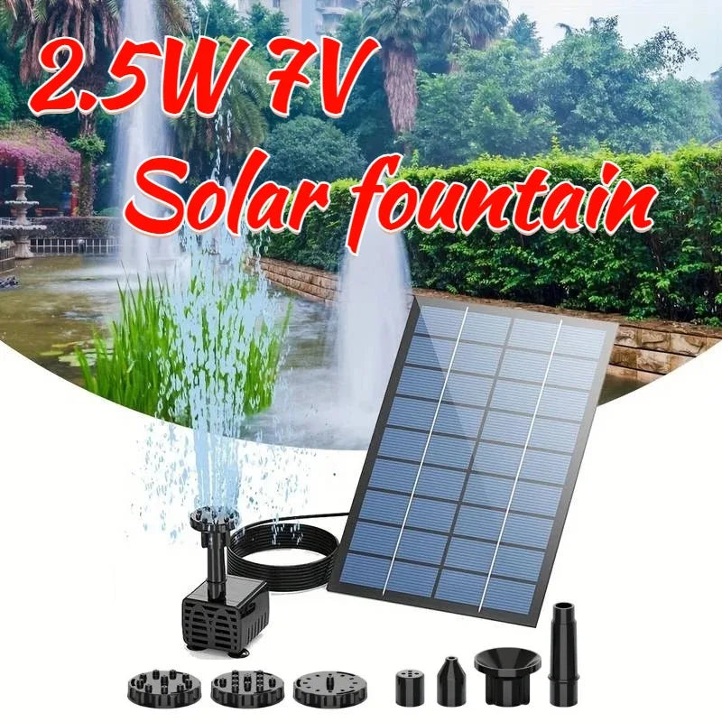 2.5W Solar Fountain Pump with 6 Nozzles & 4ft Pipe