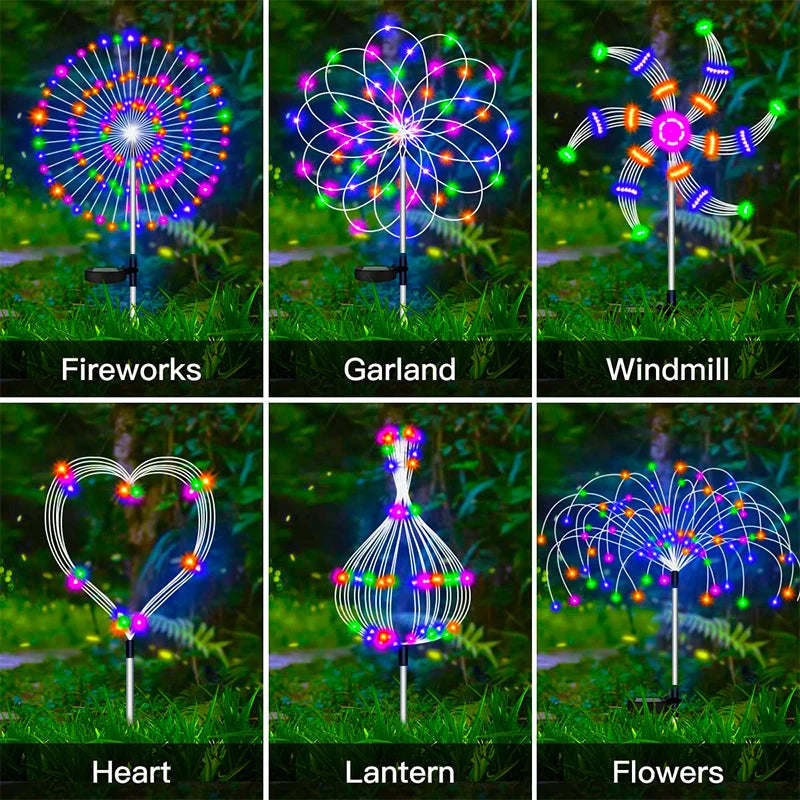 Solar Firework LED Garden Stake Lights – Waterproof Outdoor Décor