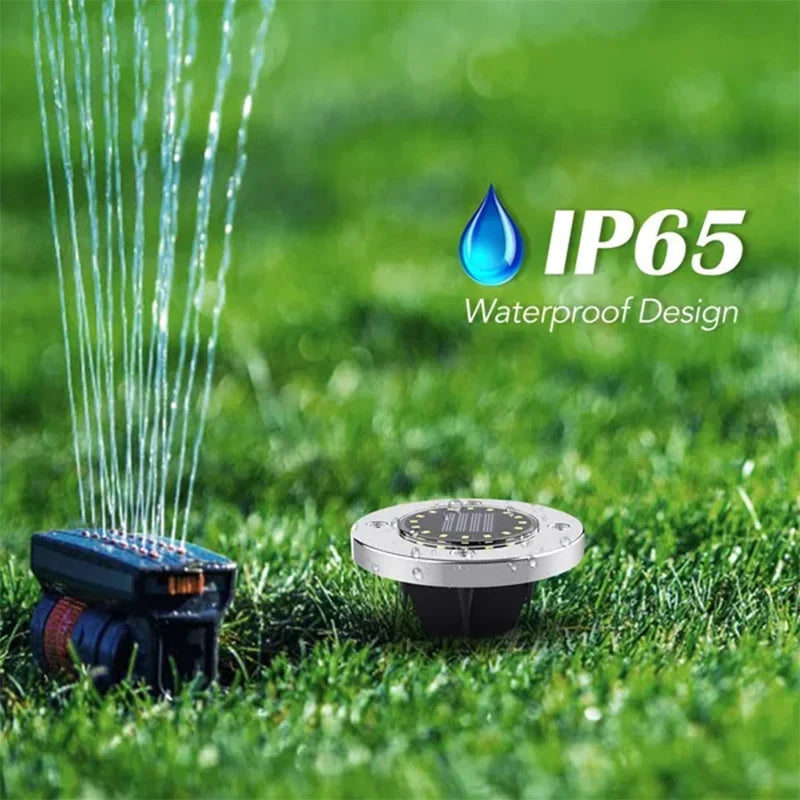 8/20 LED Solar Disk Lights for Garden & Pathway