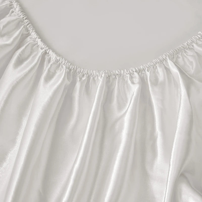 Satin Rayon Fitted Sheet – Solid Color Elastic Bed Cover