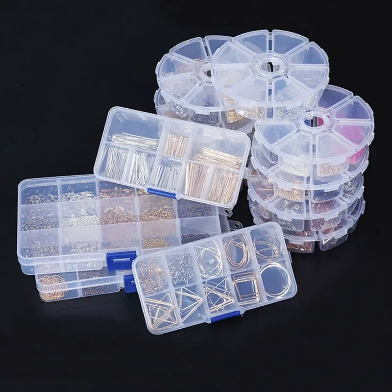 8-Style Clear Jewelry Organizer Box – Adjustable Compartment Storage