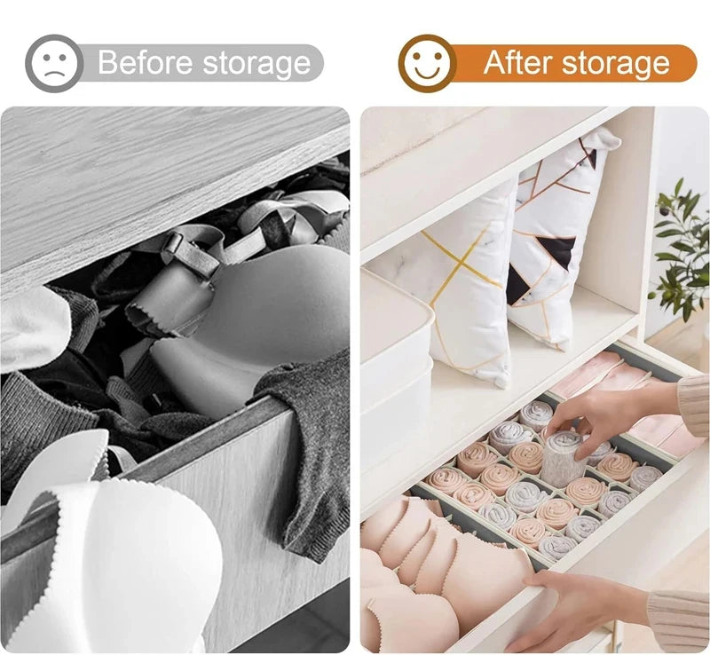 Foldable Underwear Drawer Organizer – Storage Box for Socks, Bras, Scarves & Ties