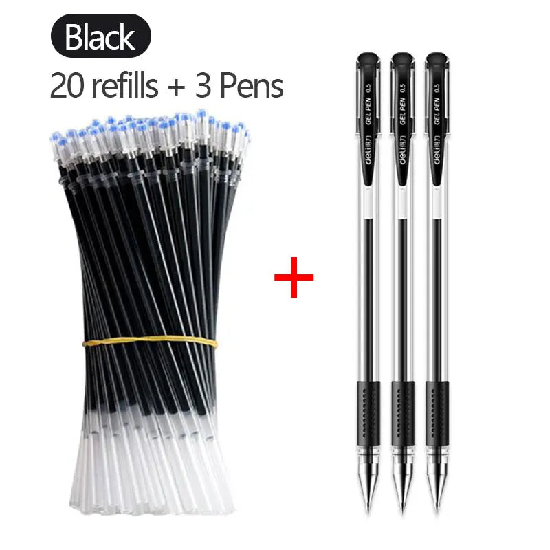 Gel Pen Set with Refills – Black & Blue 0.5mm Kawaii Korean Stationery