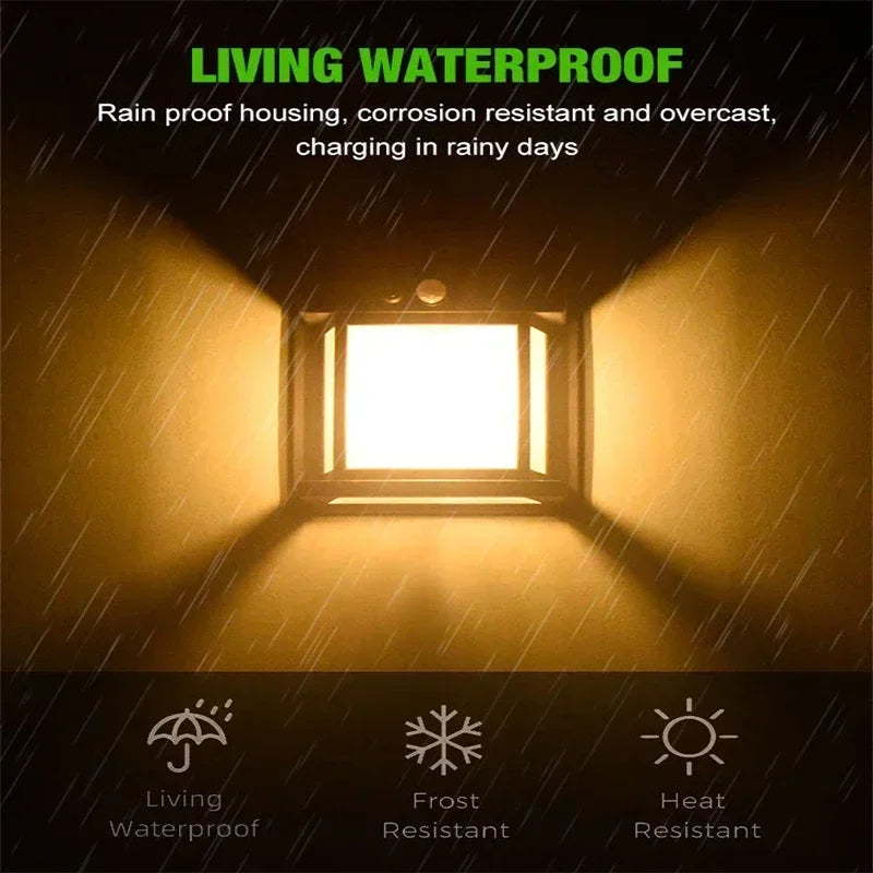 Solar Wall Light with Motion Sensor – Waterproof Outdoor LED Lamp, 3 Modes
