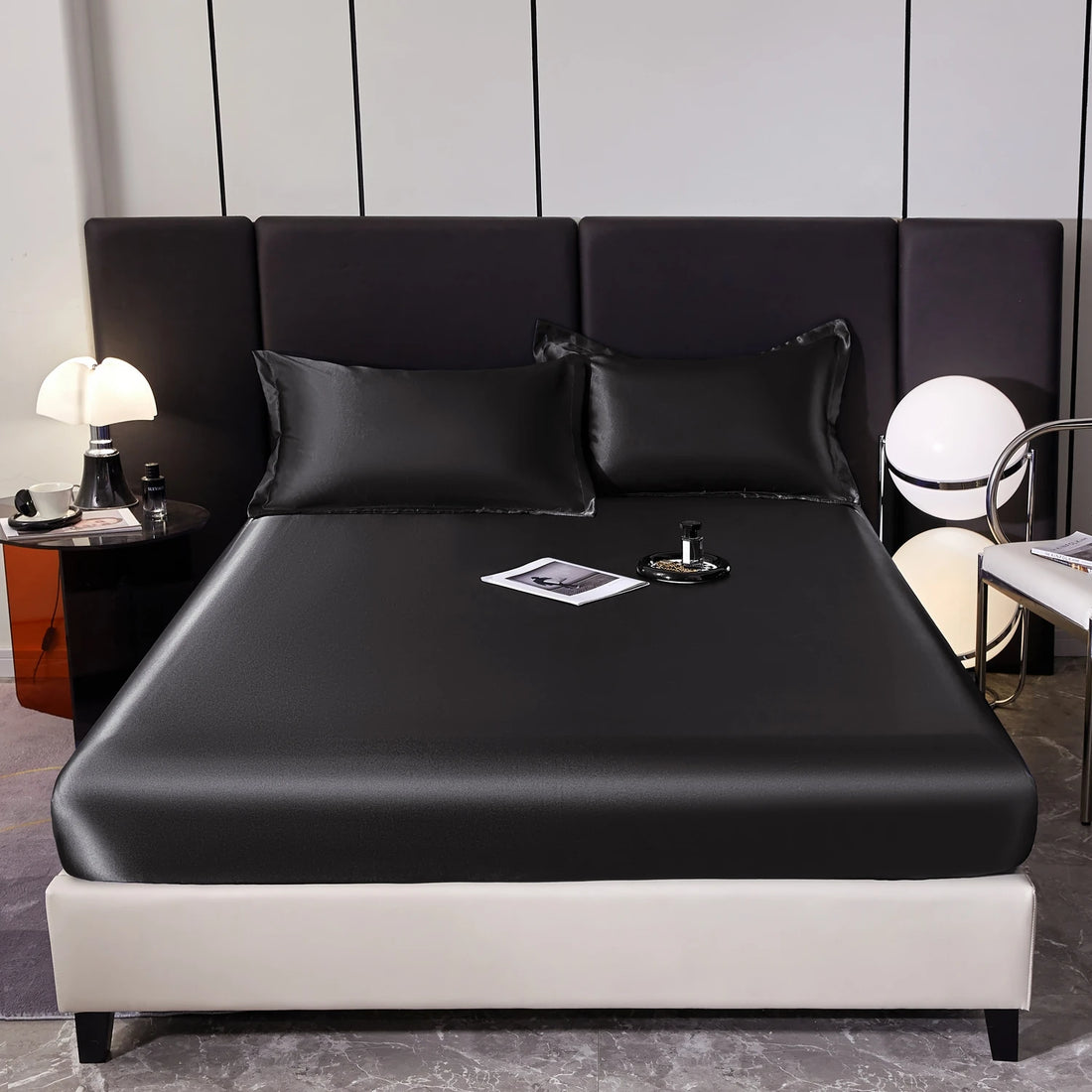 Satin Rayon Fitted Sheet – Solid Color Elastic Bed Cover