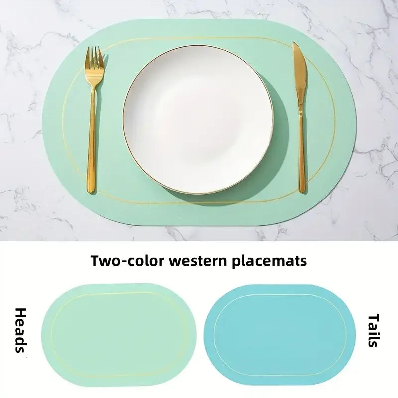 Leather Table Placemats – Heat Resistant, Waterproof, Non-Slip (1/4/6pcs)