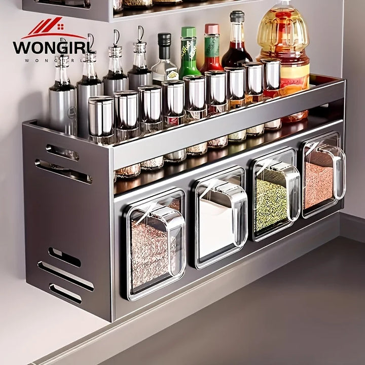 Wall-Mounted Spice Rack with 6 Containers – Rust-Resistant Alloy