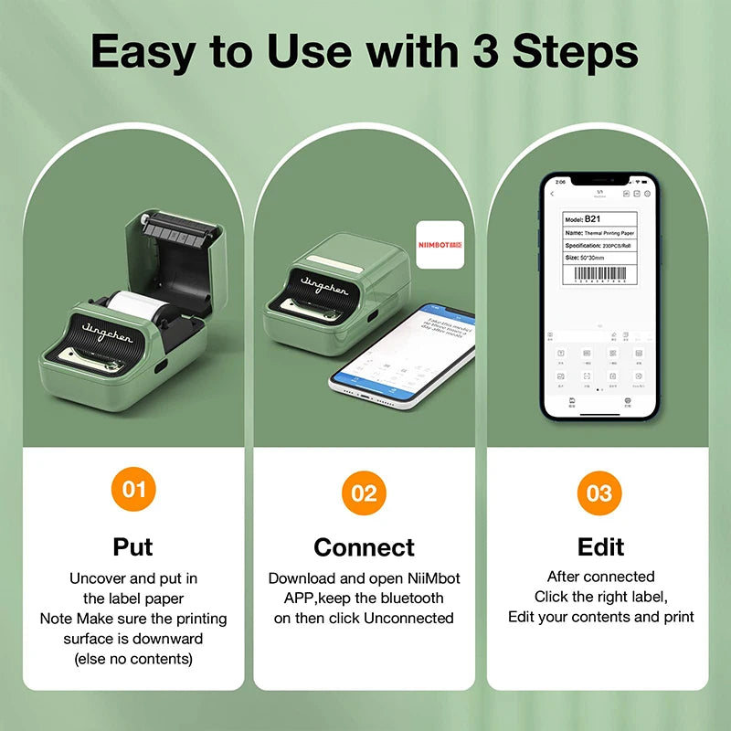 Niimbot B21 Mini Portable Thermal Label Printer – Wireless Sticker Maker