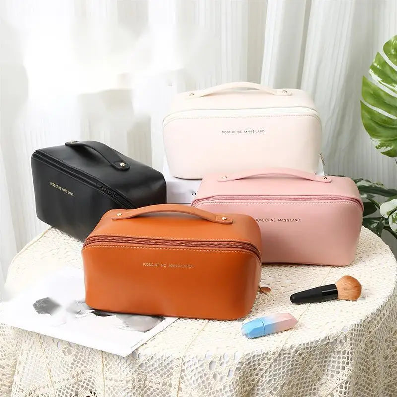 Large-Capacity PU Travel Cosmetic & Toiletry Bag – Multi-Functional Portable Organizer