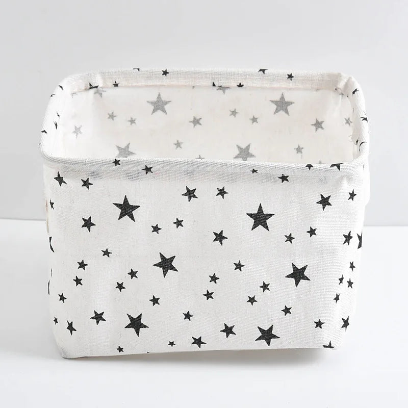 Small Foldable Canvas Storage Basket with Handle
