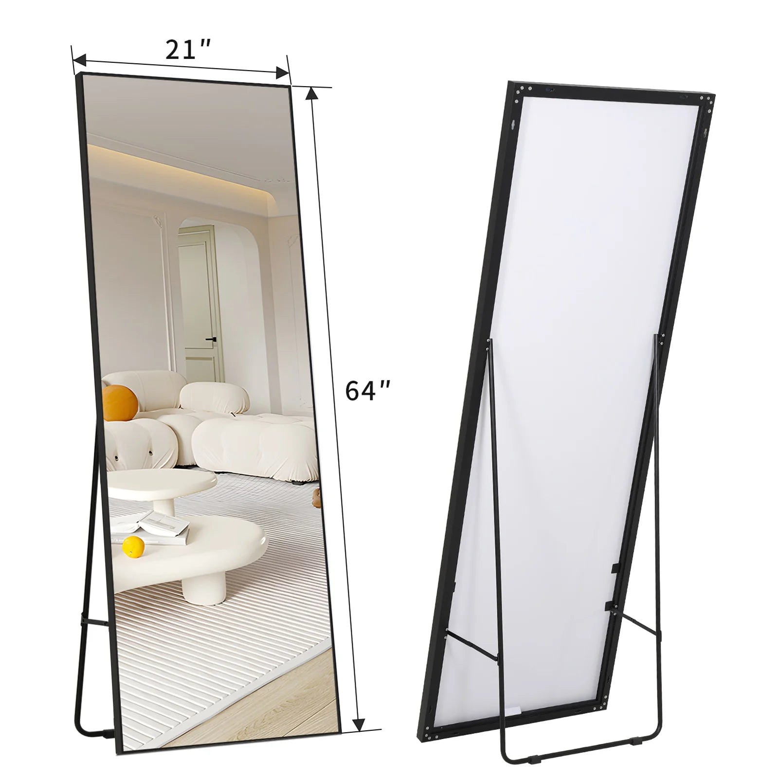 1.5m Rectangular Full-Length Floor Mirror with Aluminum Frame