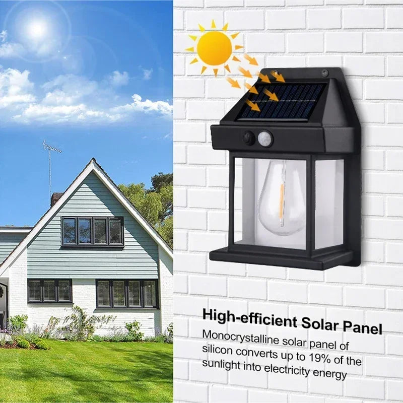 Solar Wall Light with Motion Sensor – Waterproof Outdoor LED Lamp, 3 Modes