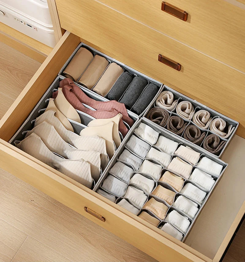 Foldable Underwear Drawer Organizer – Storage Box for Socks, Bras, Scarves & Ties