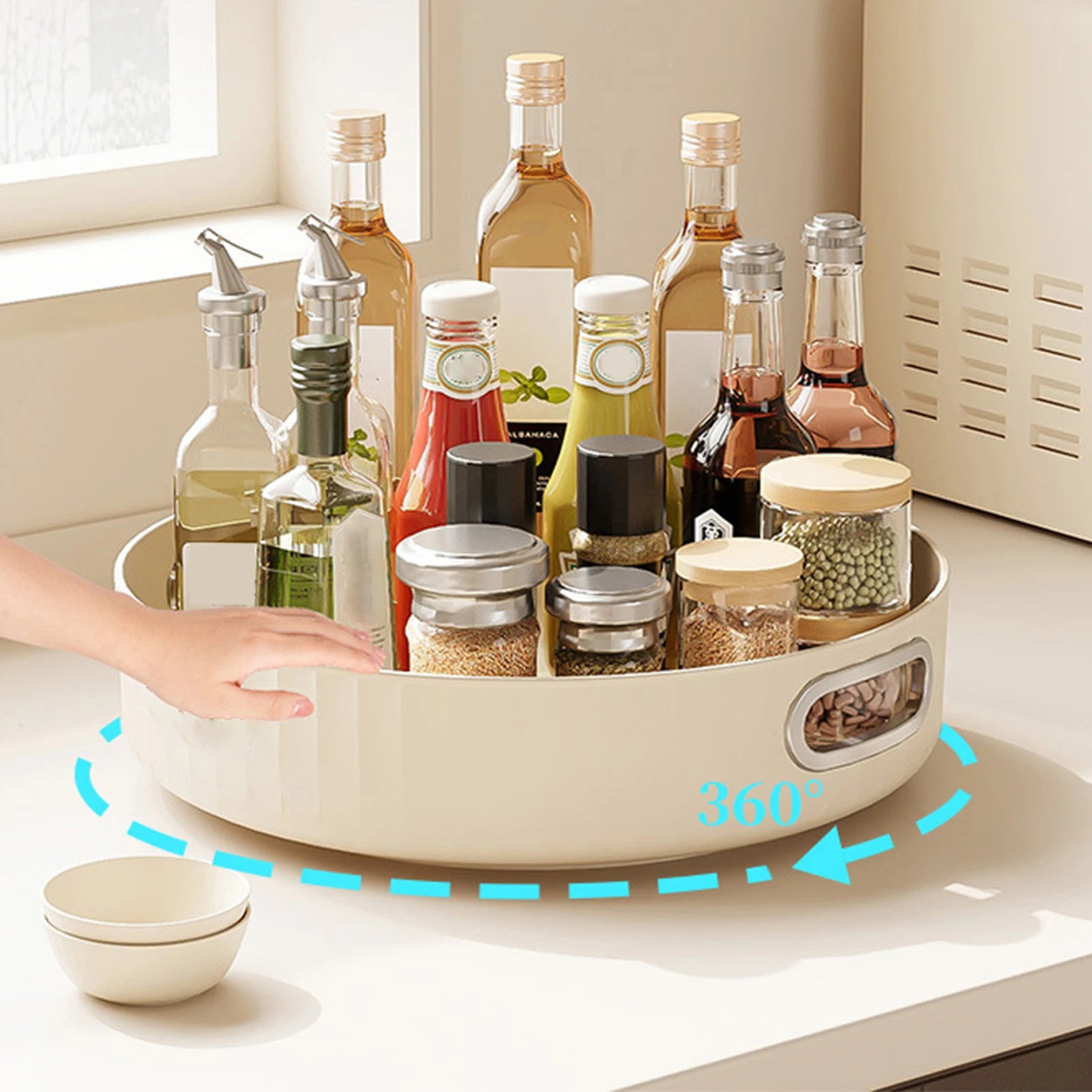 Creamy White Rotating Countertop Organizer