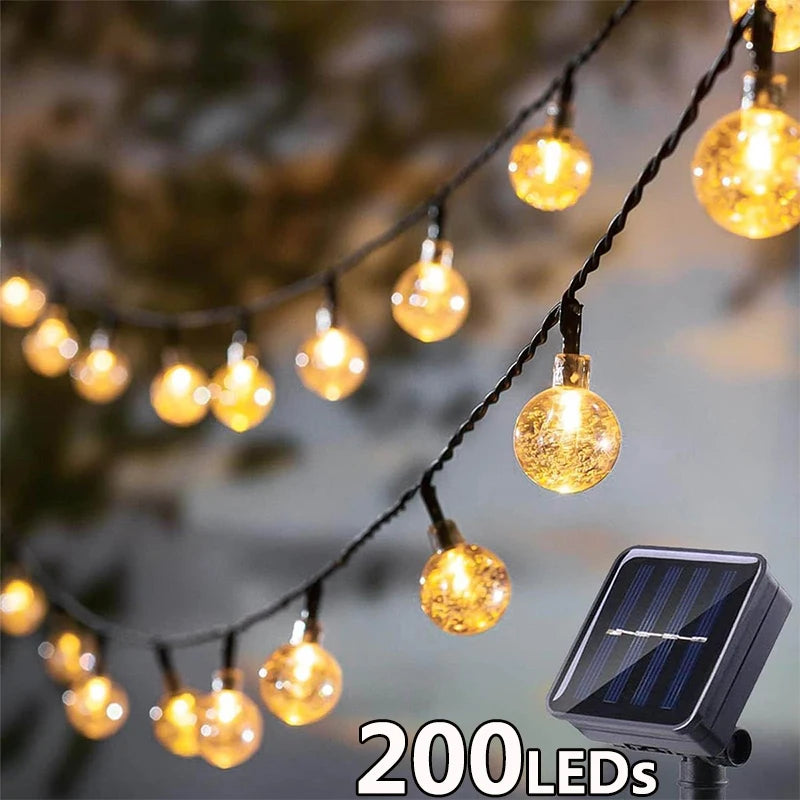 Solar Crystal Fairy String Lights – 8 Modes Waterproof Outdoor Garland