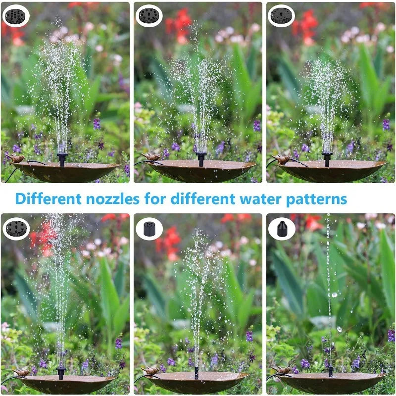 2.5W Solar Fountain Pump with 6 Nozzles & 4ft Pipe