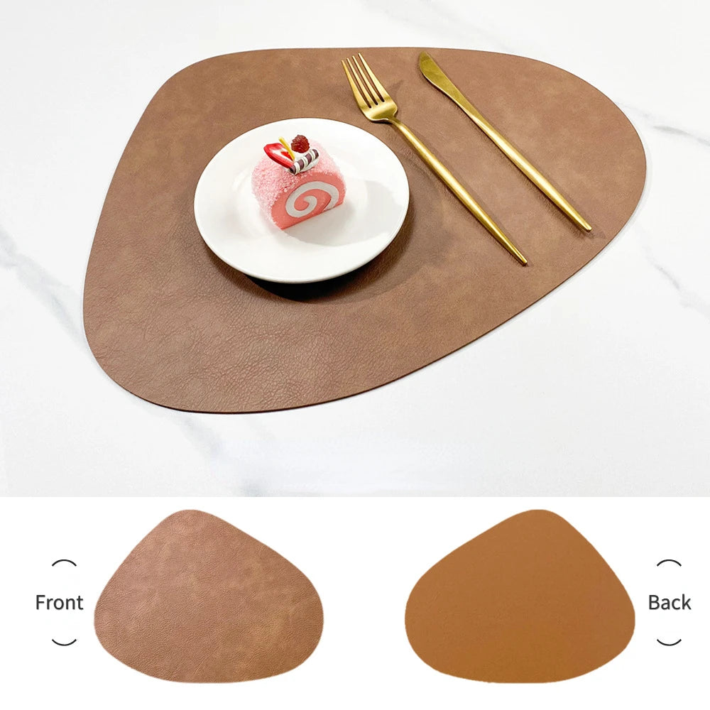 Nordic-Style Double-Sided PU Leather Placemat – Anti-Slip, Water Droplet Shape