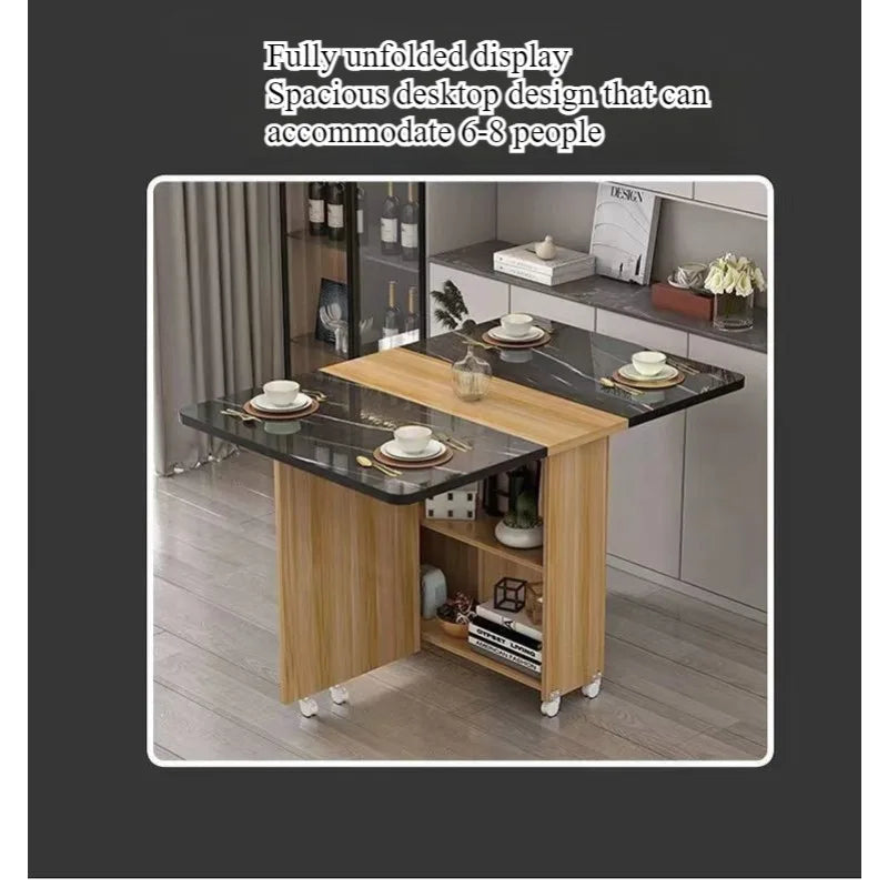 Foldable Rectangular Dining Table with Wheels – Space-Saving Multi-Functional Table for Small Apartments