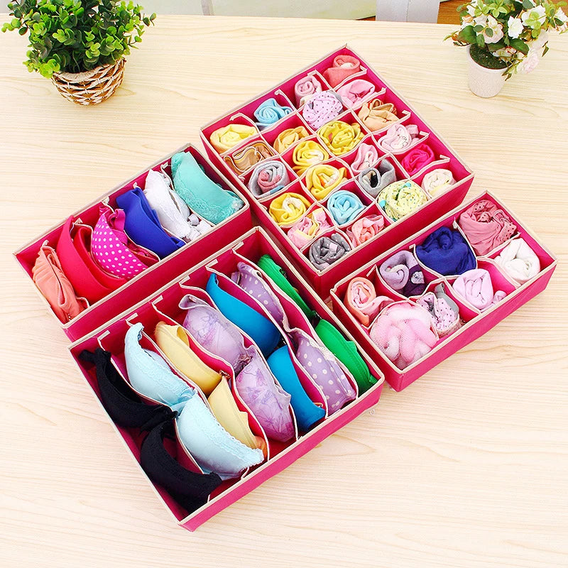 Foldable Underwear Drawer Organizer – Storage Box for Socks, Bras, Scarves & Ties