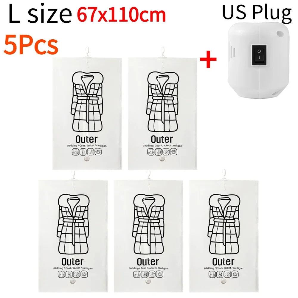 Hanging Transparent Vacuum Storage Bag with Air Pump