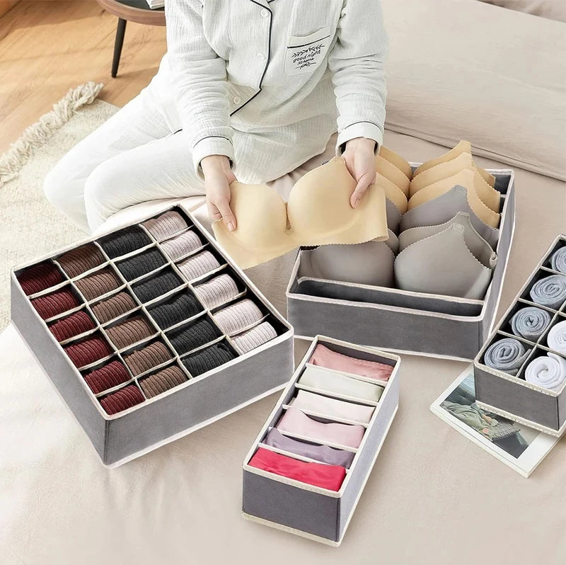 Foldable Underwear Drawer Organizer – Storage Box for Socks, Bras, Scarves & Ties