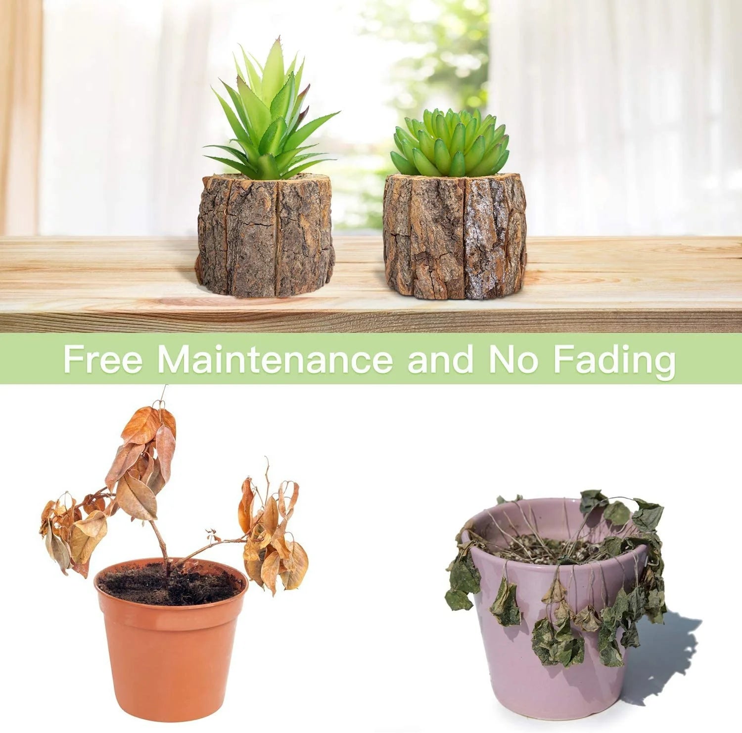 2-Pack Faux Cactus Plants in Pots – Artificial Succulents for Home & Office Décor