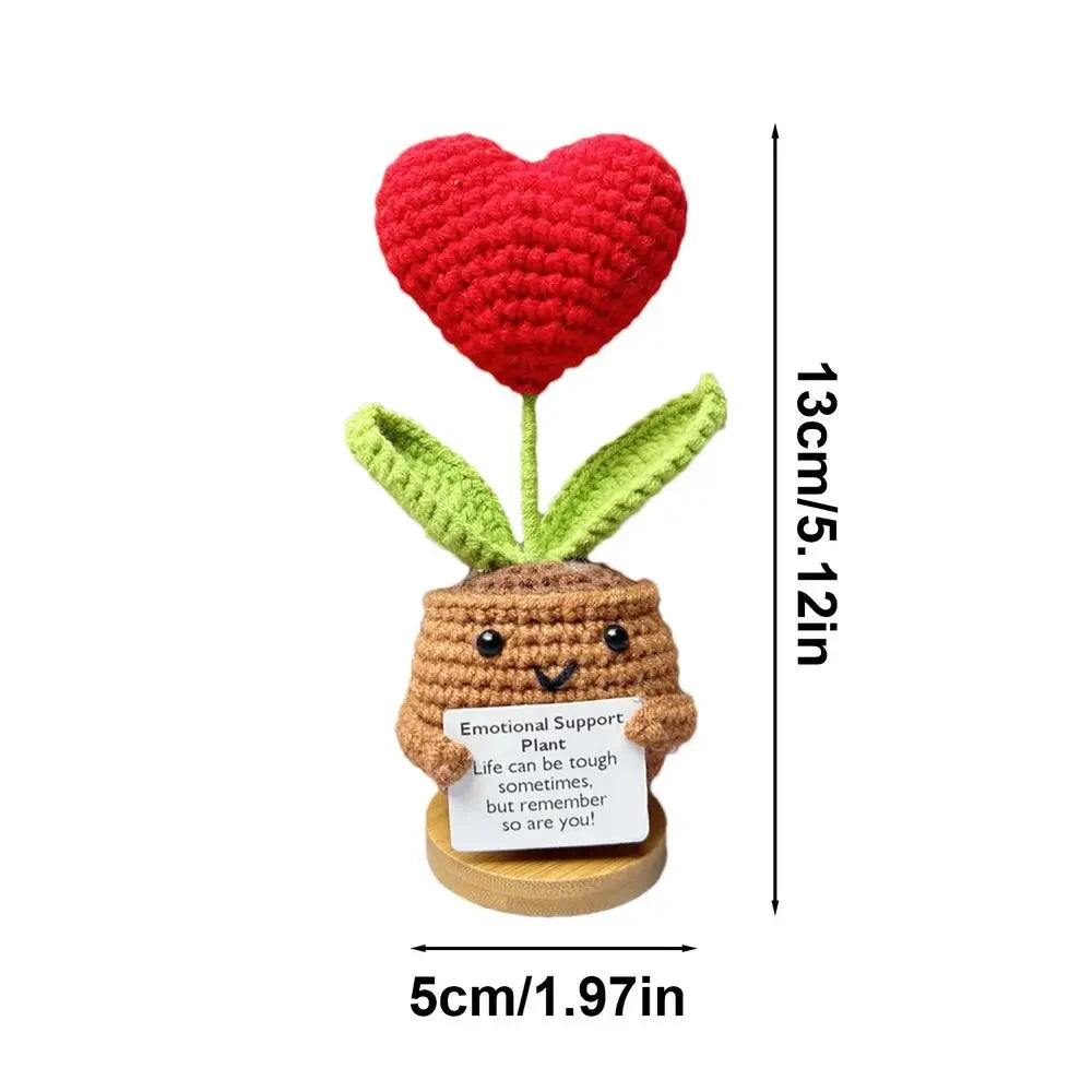 Positive Energy Heart Flower Hand-Woven Doll – Knitted Pocket Hug with Card