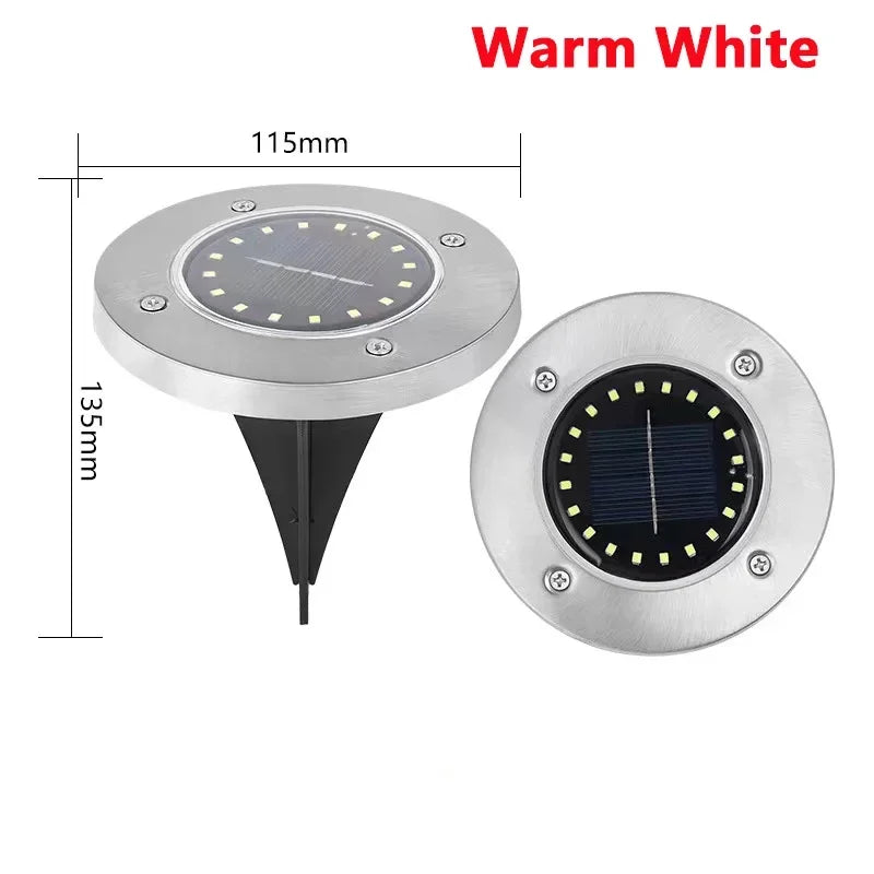 8/20 LED Solar Disk Lights for Garden & Pathway