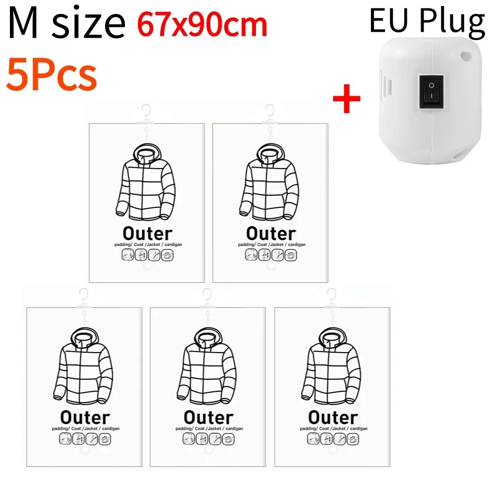 Hanging Transparent Vacuum Storage Bag with Air Pump