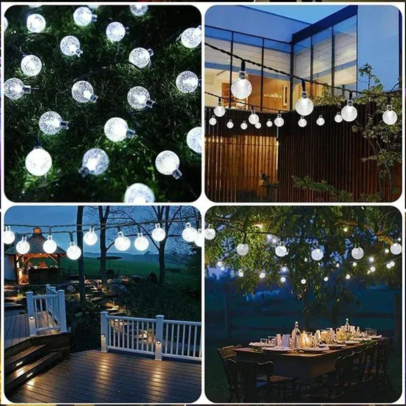 Solar Crystal Fairy String Lights – 8 Modes Waterproof Outdoor Garland