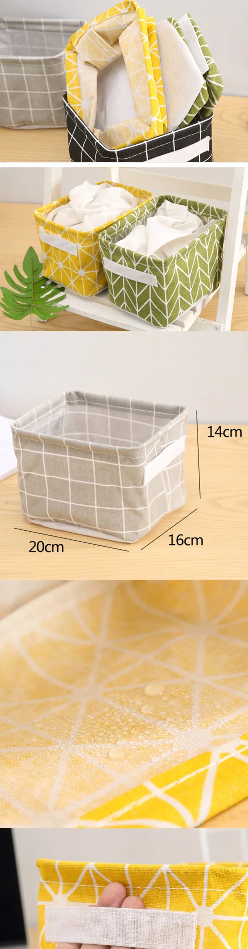 Small Foldable Canvas Storage Basket with Handle
