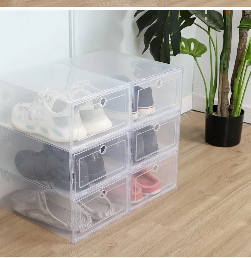 6 Pcs Transparent Dustproof Shoe Storage Boxes