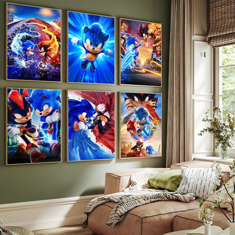 Sonic the Hedgehog 3 Poster – Self-Adhesive Cartoon Wall Sticker
