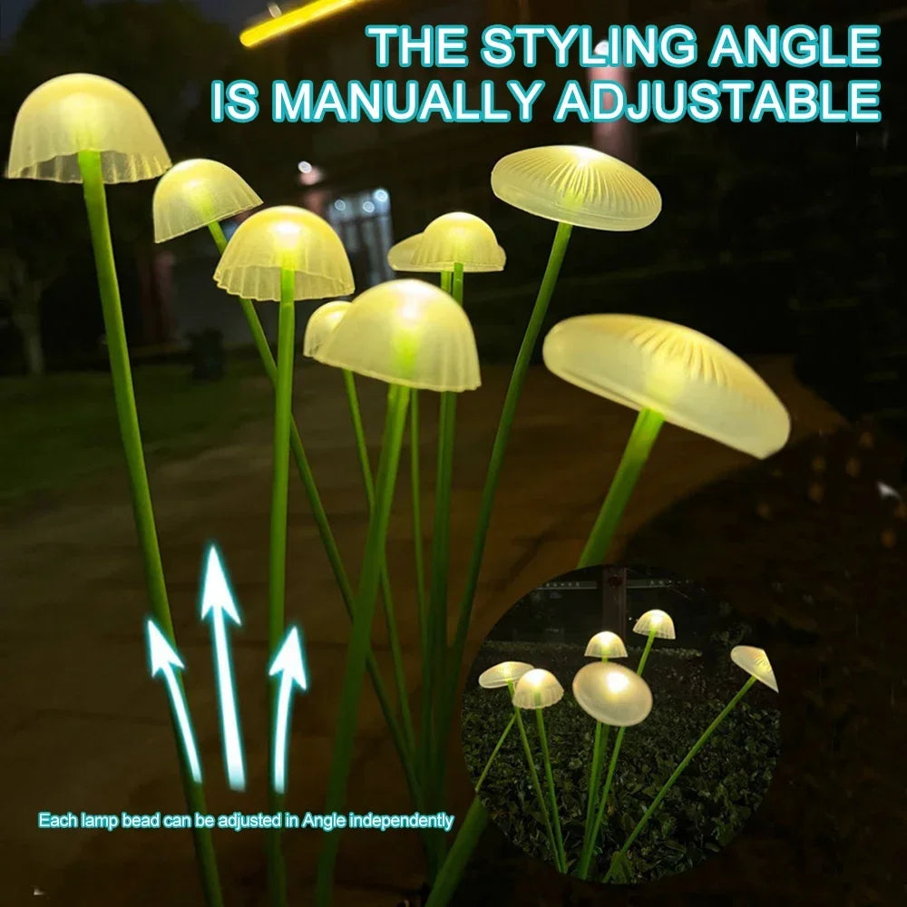 LED Solar Jellyfish Mushroom Fairy Light – RGB Waterproof Garden Lamp