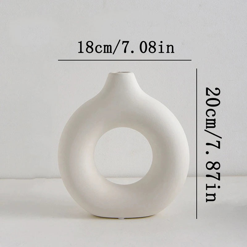 Nordic White Plastic Flower Vase – Modern Decorative Plant Pot for Floral Arrangements