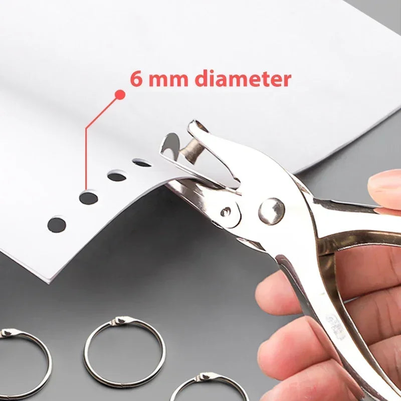 Single Hole Paper Punch – 6mm Handheld Cutter for Office & Craft Use