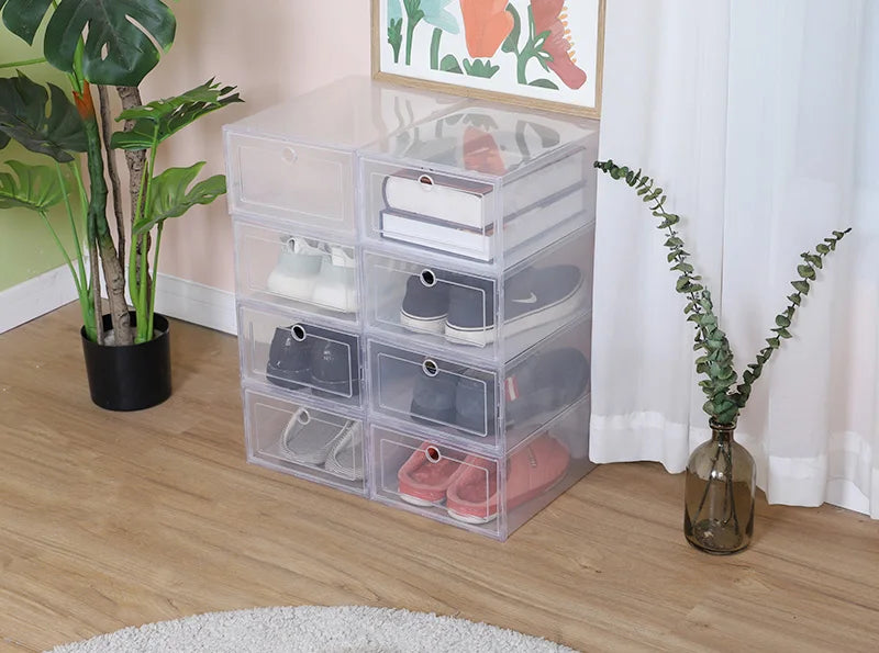 6 Pcs Transparent Dustproof Shoe Storage Boxes